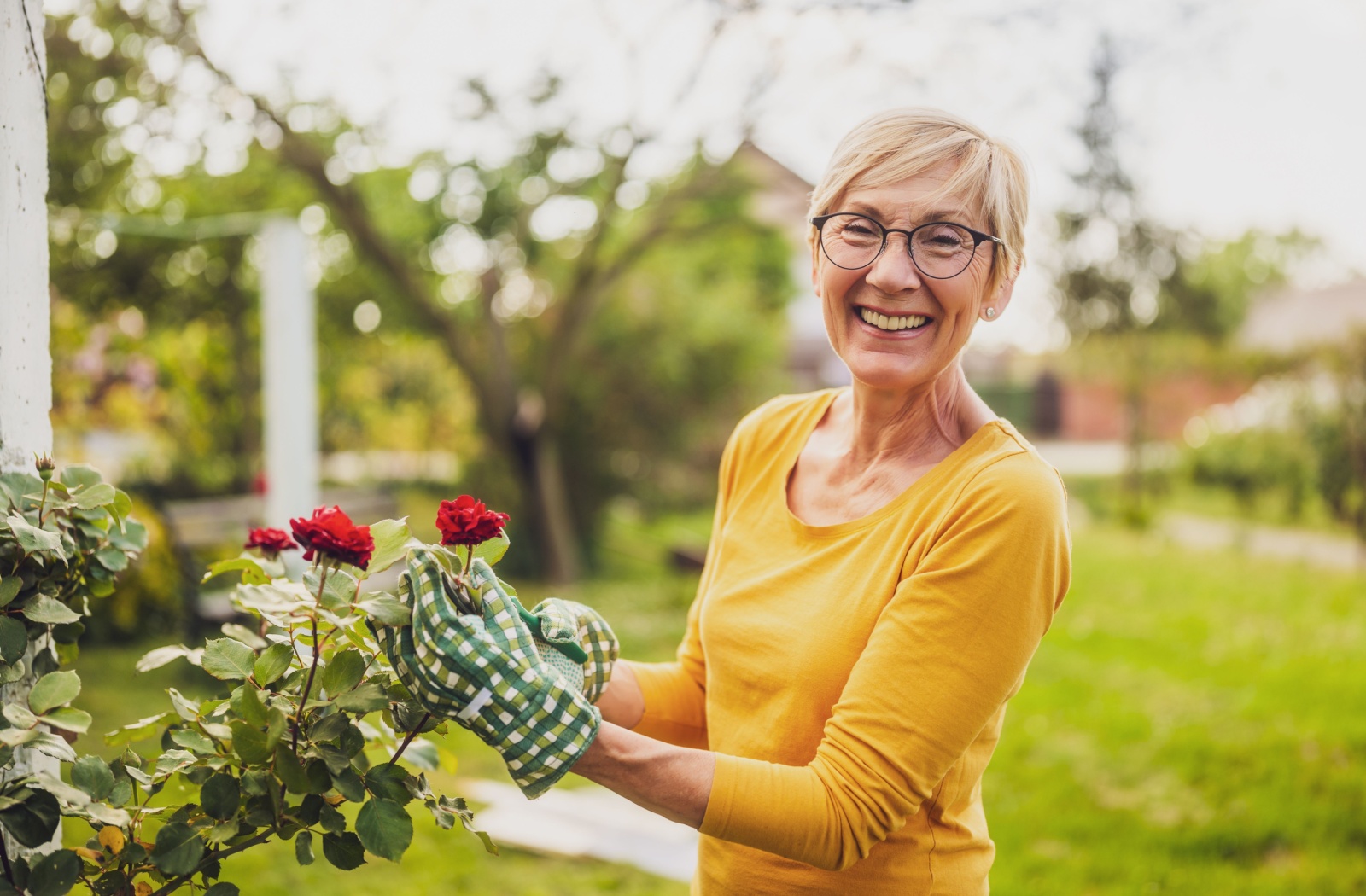 Senior gardening outdoors in the Spring.